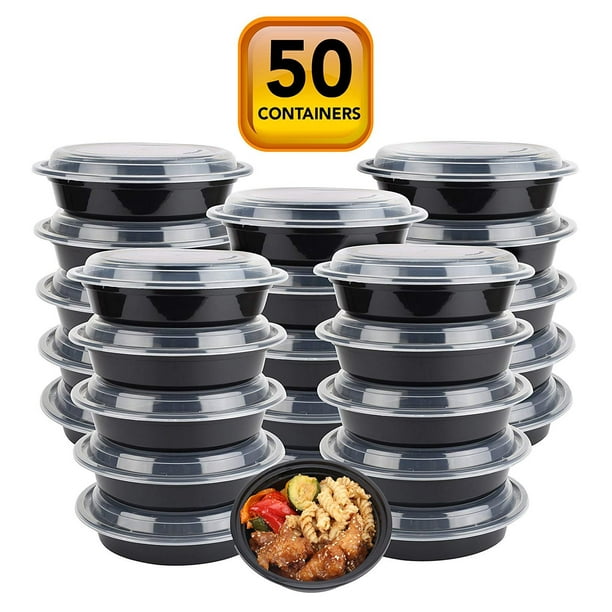 48oz Round Food Containers Meal Prep Microwavable Lunch Salad Bowl Diet BPA FREE 